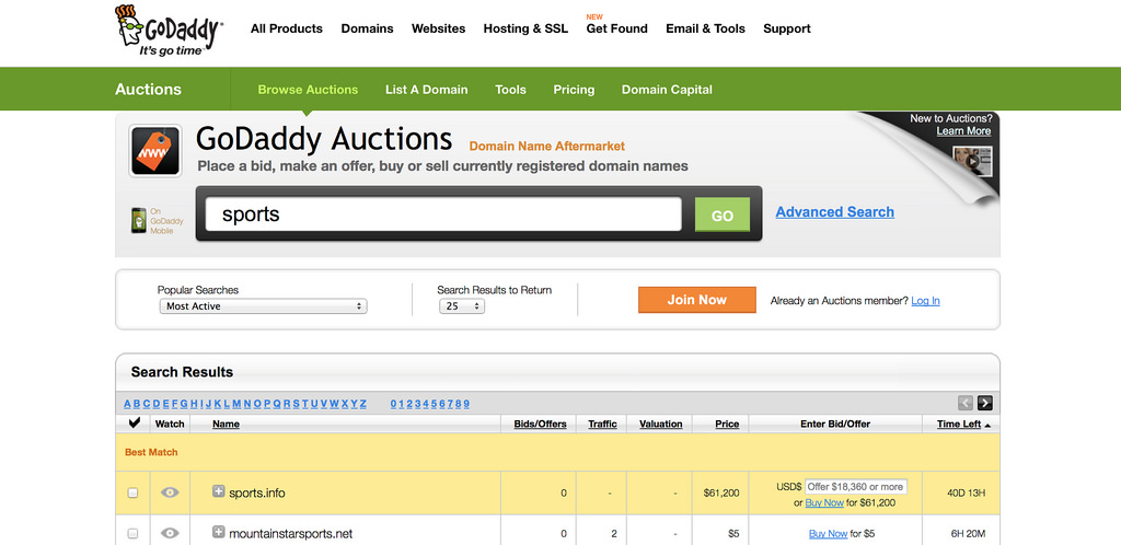 godaddy search engine